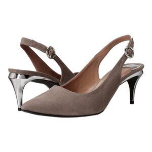 J Renee Pearla Gray Mirror Heel Sling Back Dressy Pumps​​​​​​​​​​​